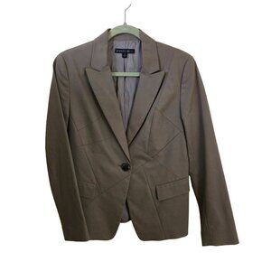Lafayette 148 New York Cotton Blend Tan/Fatigue, One Button Blazer Size 8